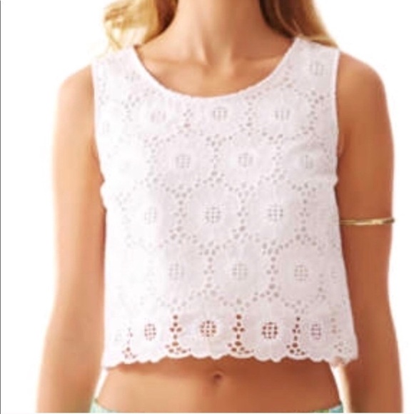 Lilly Pulitzer Lux Top Daisy Eyelet Resort White - Picture 10 of 13